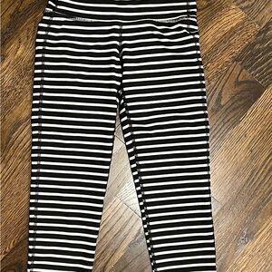 Athleta women’s XXS Black and White Striped Leggings